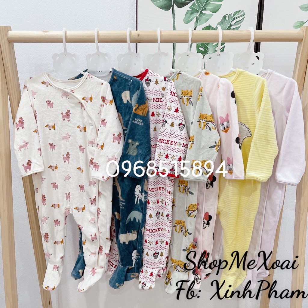 Body sleep Nỉ CA, Body ngủ nỉ nhung hiệu CA xuất dư màu sắc Sang Tây đáng yêu size 3M,6M,9M,12M,18M,24M