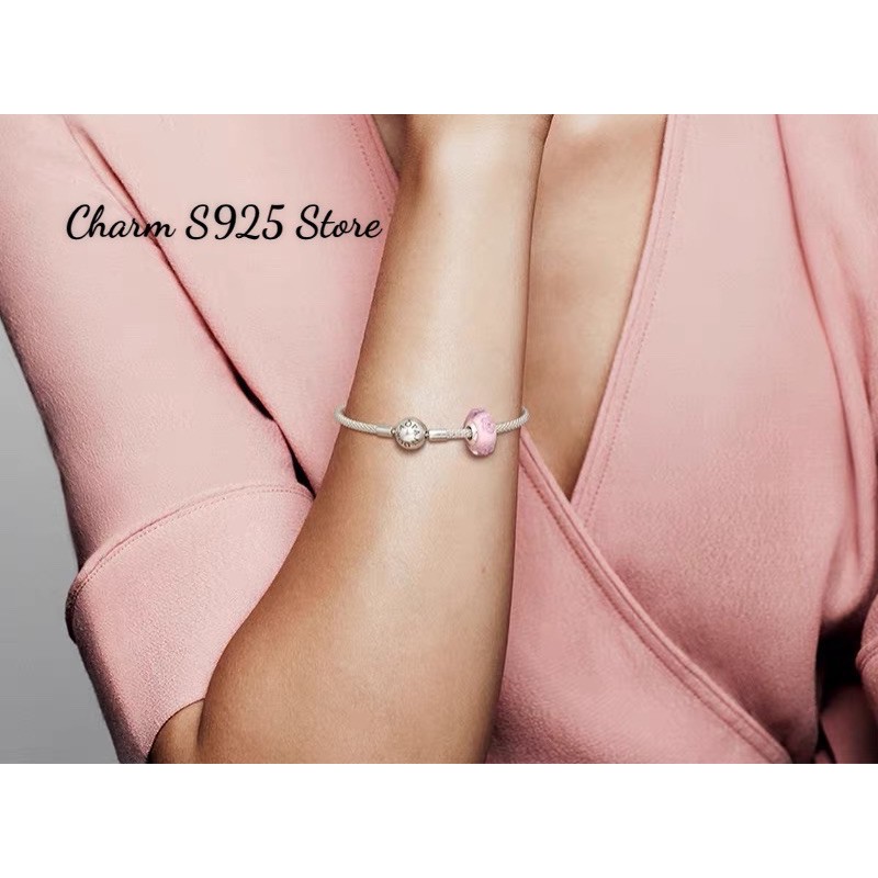 charm pan hoa đào nổi bạc s925 cao cấp