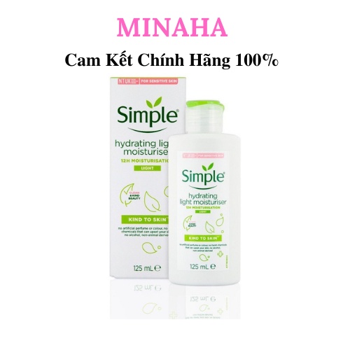 Sữa Dưỡng Da Toàn Thân SIMPLE, Kem Dưỡng Da Body Cấp Ẩm Cho Da Kind To Skin Hydrating Light Moisturiser (125ml)