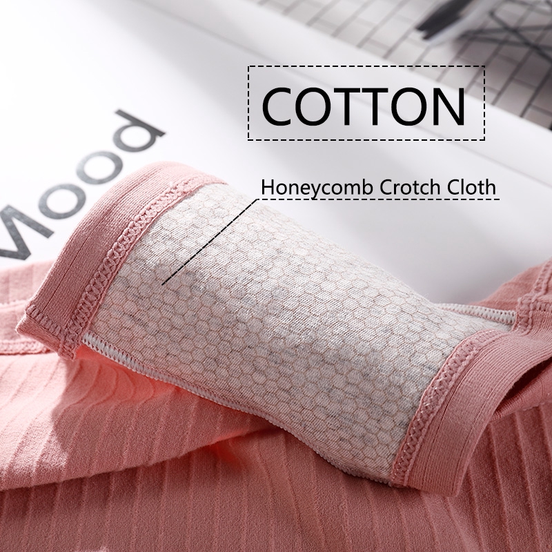 Quần Lót Cotton Mềm Lưng Cao Không Đường May Họa Tiết Tổ Ong Gợi Cảm Cho Nữ