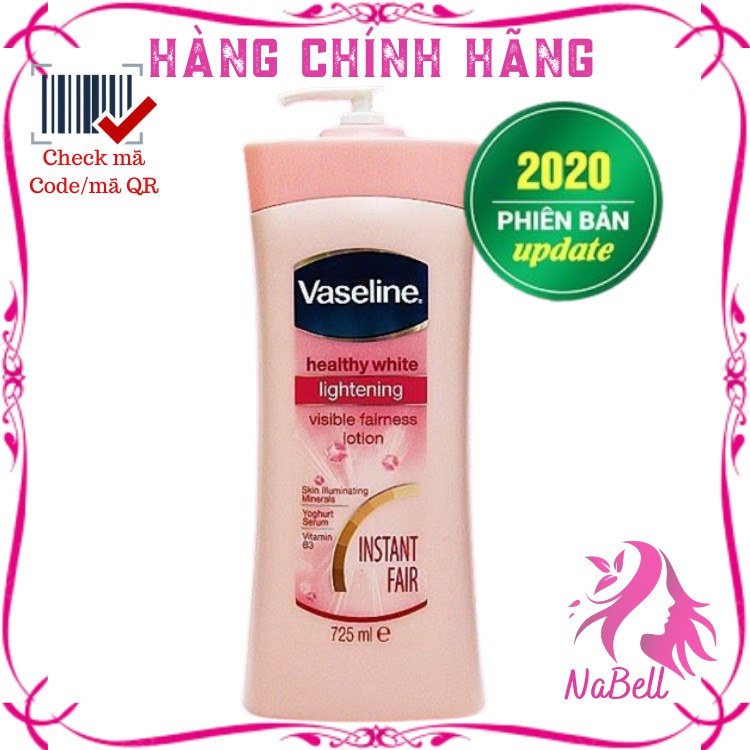 Sữa dưỡng thể Vaseline Healthy White UV Lightening 725ml Không gây nhờn rít,cung cấp thêm độ ẩm cần thiết cho da