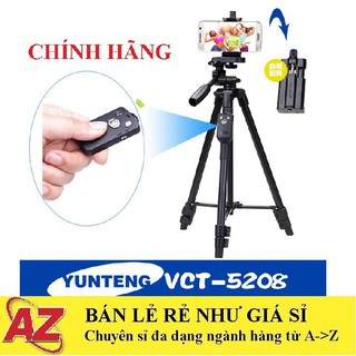 BÁN SỈ - Tripod 3 Chân Cao Cấp YUNTENG 5208 Chuyên Dành Cho Máy Ảnh, Điện Thoại, Action Camera