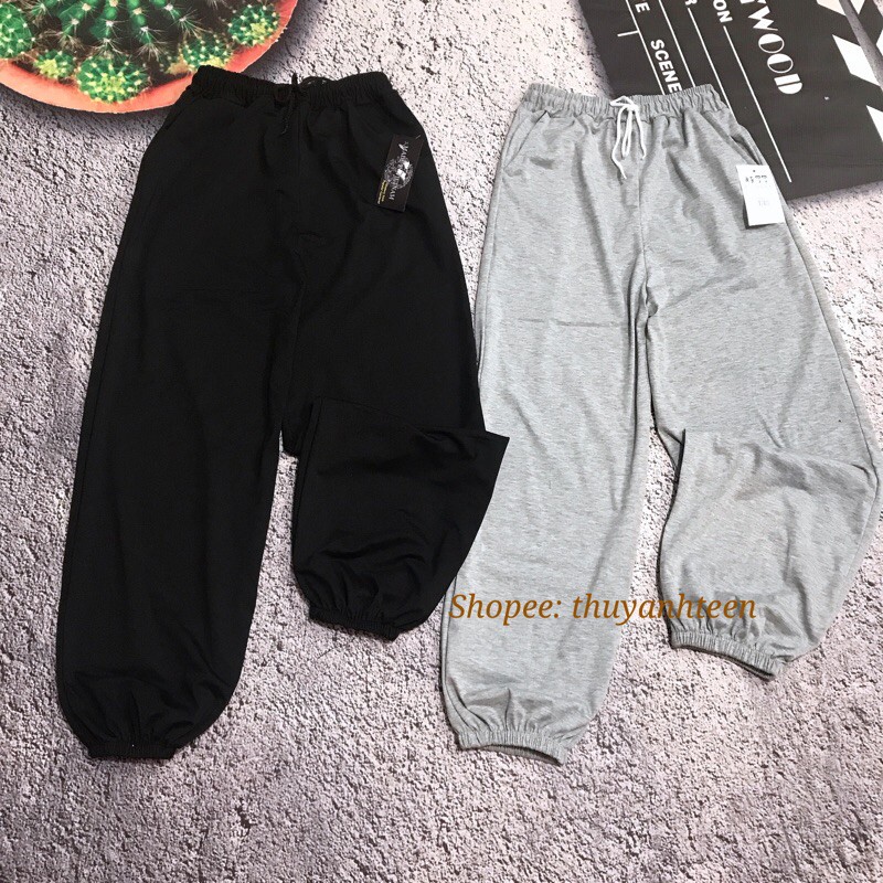 Quần bo chun form thụng rộng Unisex, quần jogger ống rộng chất nỉ bông mịn đẹp