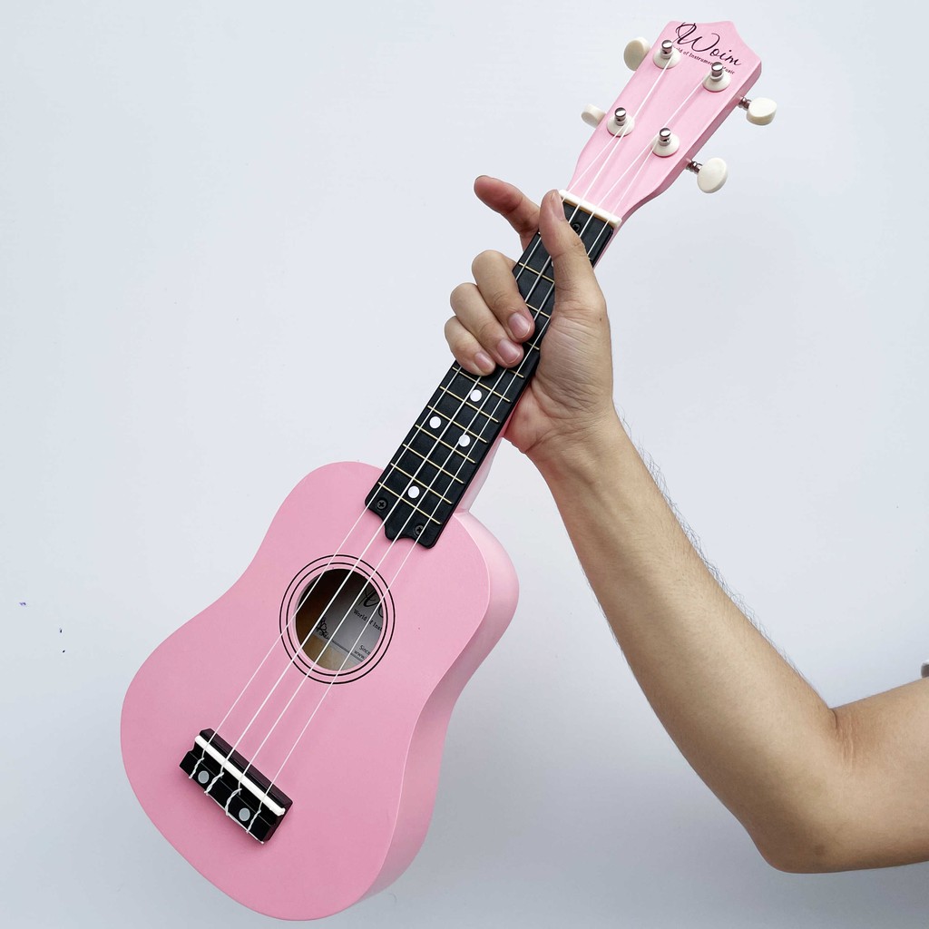 Đàn Ukulele Soprano Màu Hồng Nhạt Size 21 Inch Chống Thấm Nước Và Bay Màu