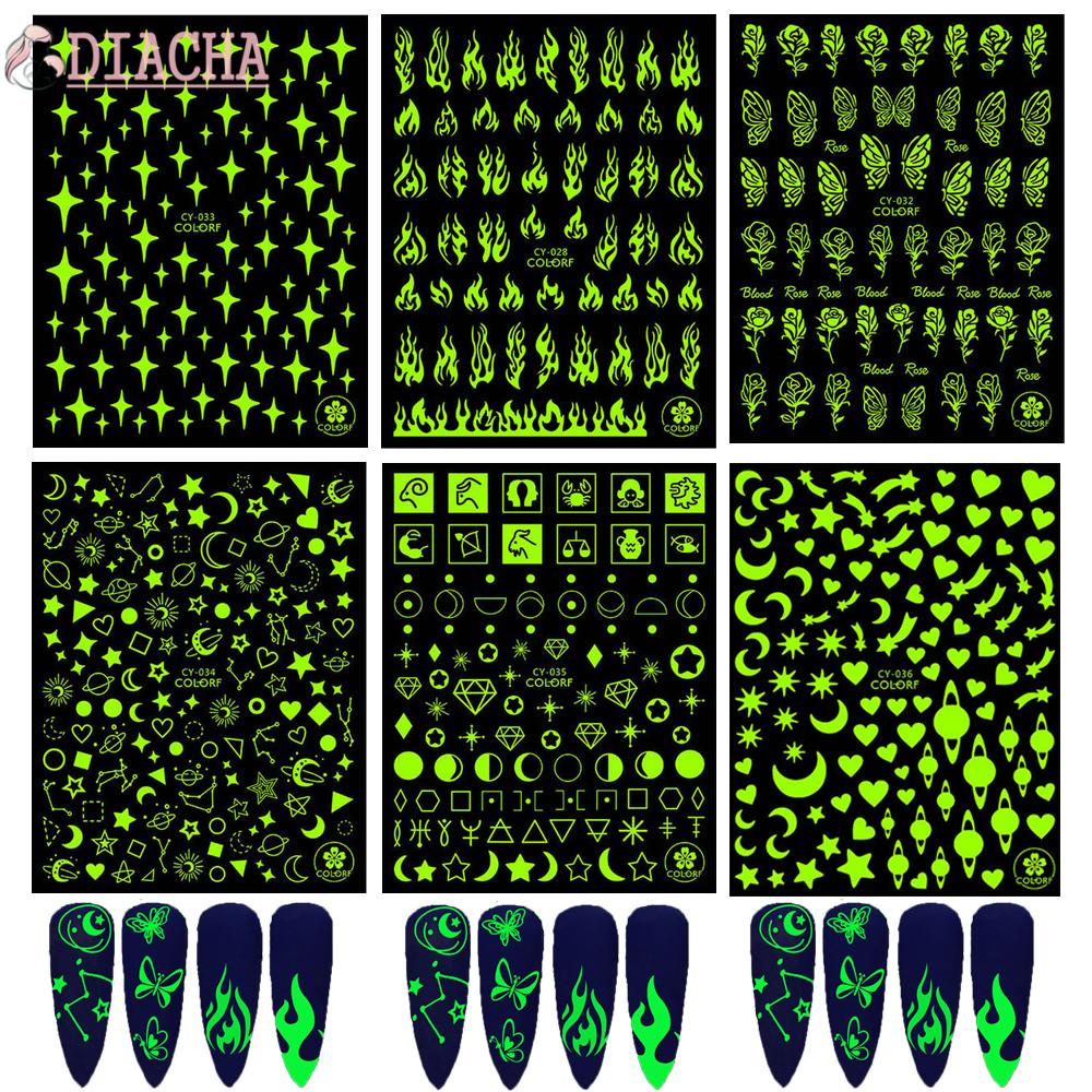 [Hàng mới về] Set 1/6 hình dán móng tay phản quang hình họa tiết 3D hình ngôi sao/ bướm độc đáo sành điệu DIY