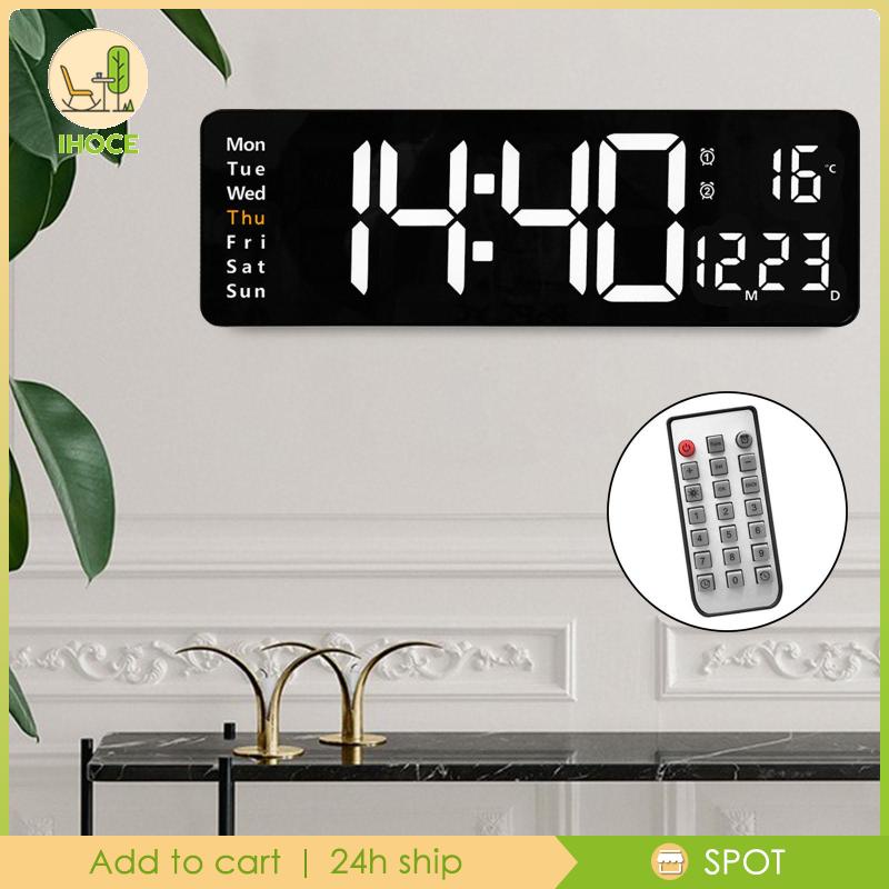 Đồng Hồ LED Điện Tử Treo Tường Hiển Thị Nhiệt Độ Độ Sáng Điều Chỉnh Độ Sáng USB Cho Nhà Hàng/Văn Phòng/Nhà Ở/Văn Phòng