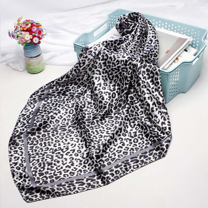 Khăn Quàng Cổ Giả Lụa In Họa Tiết Da Báo Phong Cách Vintage Thanh Lịch Dành Cho Nữ