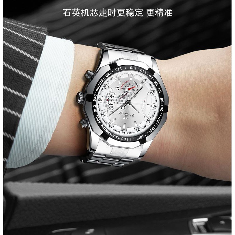 Đồng hồ nam FNGEEN FN02 dây thép không gỉ 3 kim có lịch chống nước cao cấp mặt kính chống xước | BigBuy360 - bigbuy360.vn