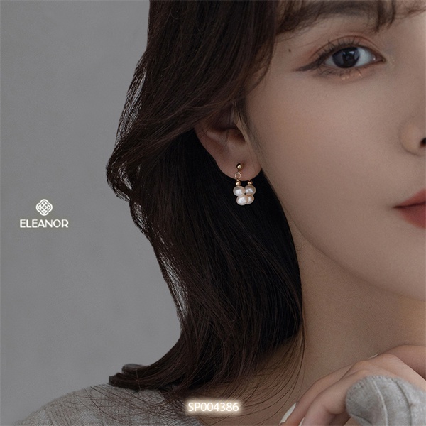 Bông tai nữ ngọc trai nhân tạo Eleanor Accessories dáng thả phụ kiện trang sức 4386