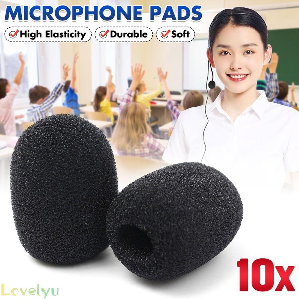 ◀READY▶Headset Microphone Pads Replacement Soft Foam Pad Windscreen 10 Pcs Black Cover# Good Quality