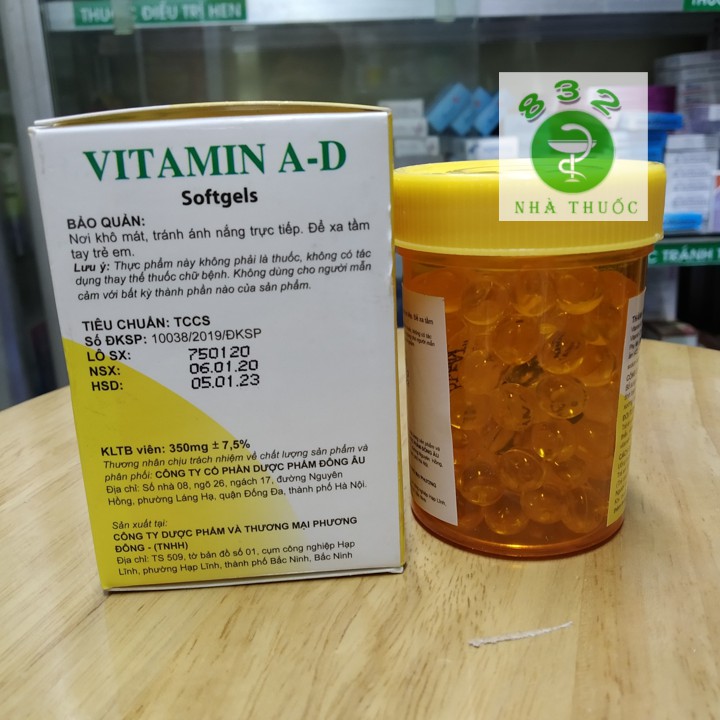 Vitamin A-D dược phẩm Đông Âu lọ 100 viên