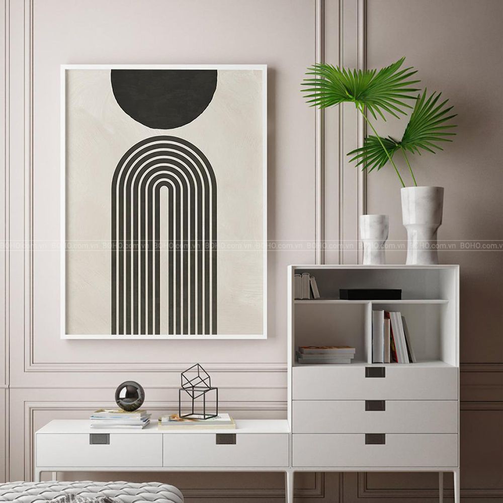 Tranh BOHO trừu tượng 50*70cm - Tranh canvas treo tường phòng khách phòng ngủ, tặng đinh 3 chân treo tranh.