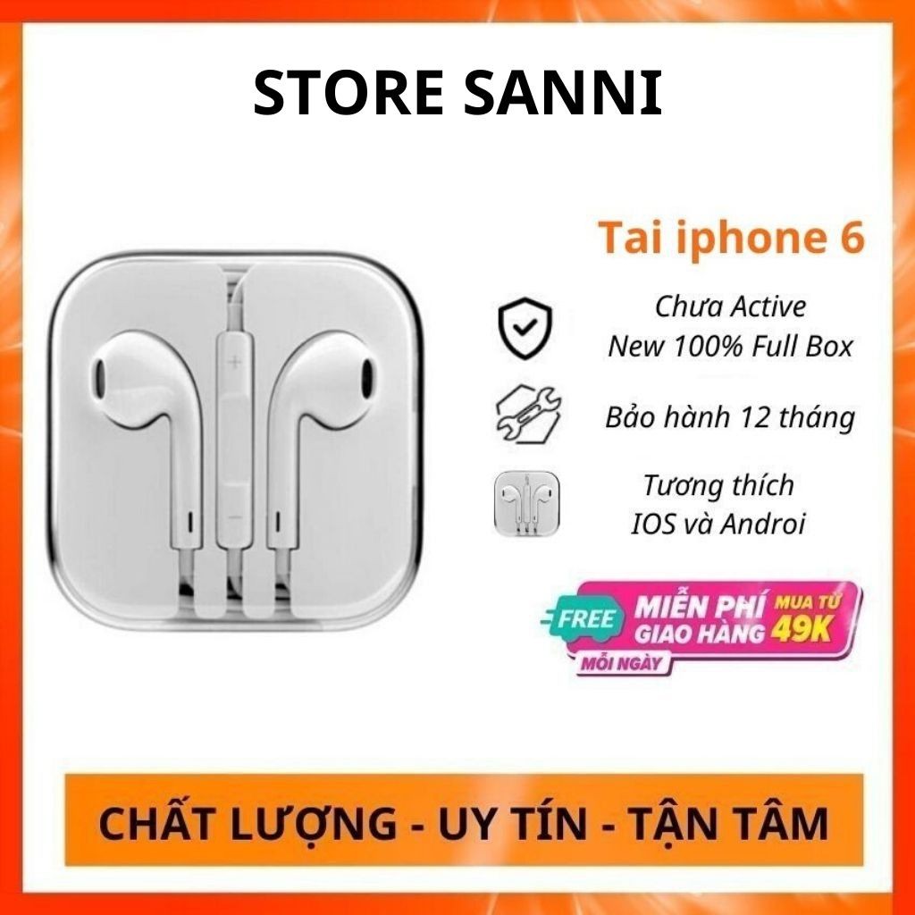 Tai nghe có dây Sanni hợp với điện thoại Samsung và Iphone, tai nghe nhét tai có mic khử tiếng ồn micro hợp chơi game