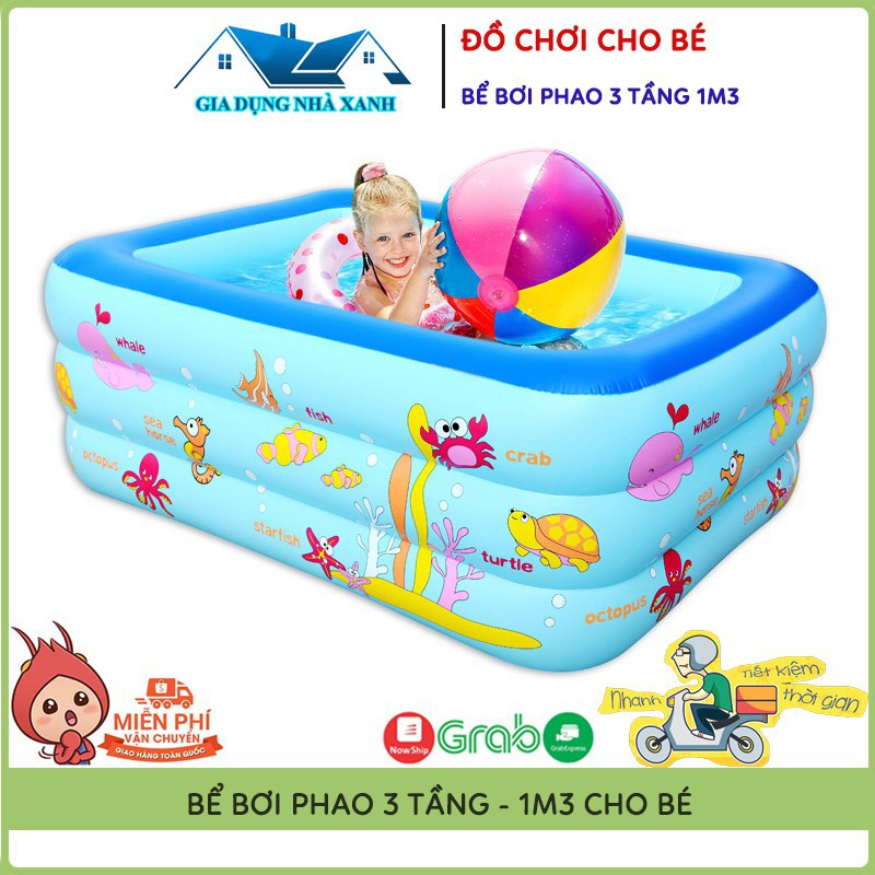 [Mua ngay] Bể Bơi Cho Bé, Bể Bơi Phao Cho Bé 3 Tầng 1M3, Hàng Loại 1 Có Đáy Chống Trượt, An Toàn Khi Sử Dụng HIP MART