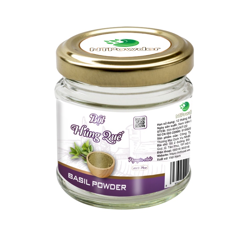 Bột Húng Quế sấy lạnh nguyên chất NTPowder Hũ 60gr - Nhất Tín Food