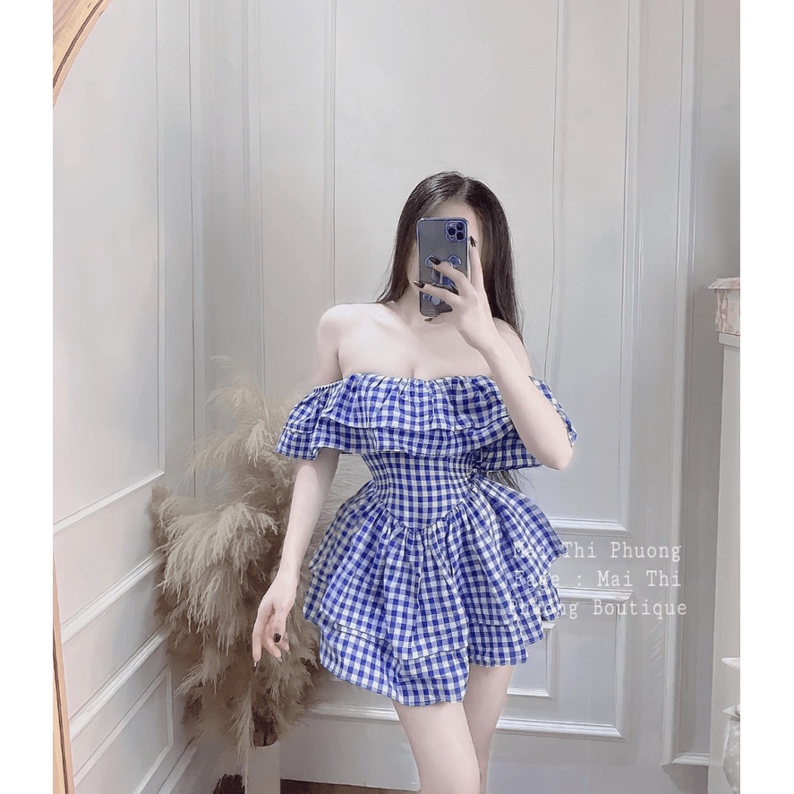 ĐẦM XÒE NỮ TRỄ VAI CARO CỰC HOT TRẺ TRUNG QUYẾN RŨ HHP FASHION