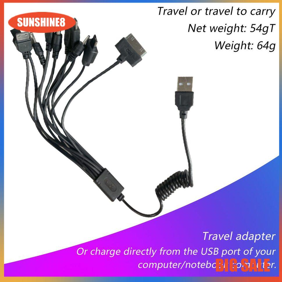 【SUN】10 in 1 Universal Portable Lightweight Multi Functions USB Charging Cable