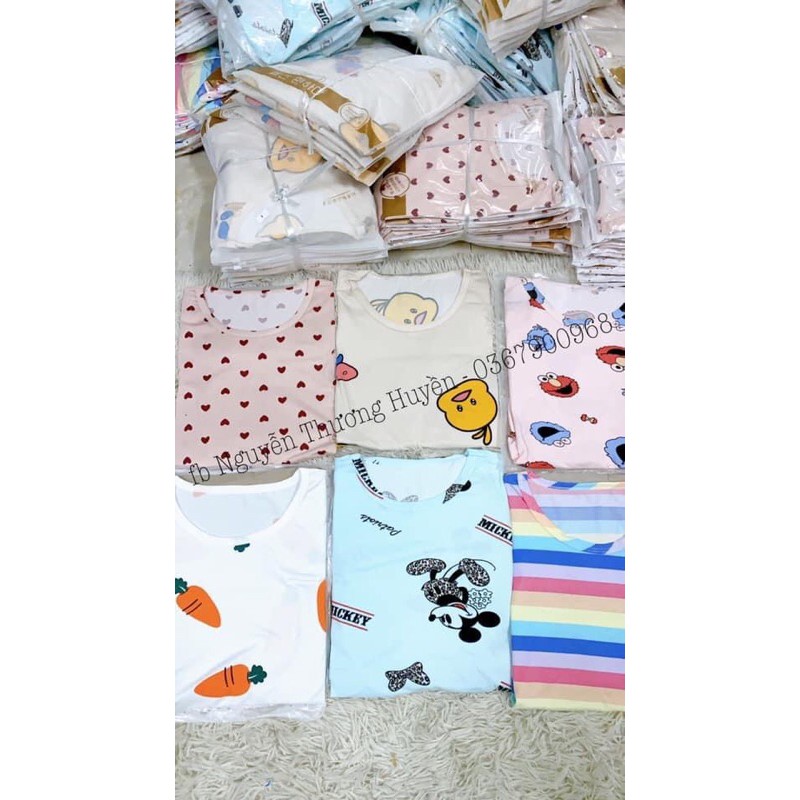 Váy ngủ ngắn tay thiết kế dáng rộng Váy ngủ cotton thun mỏng hoạt hình dễ thương nhiều mẫu