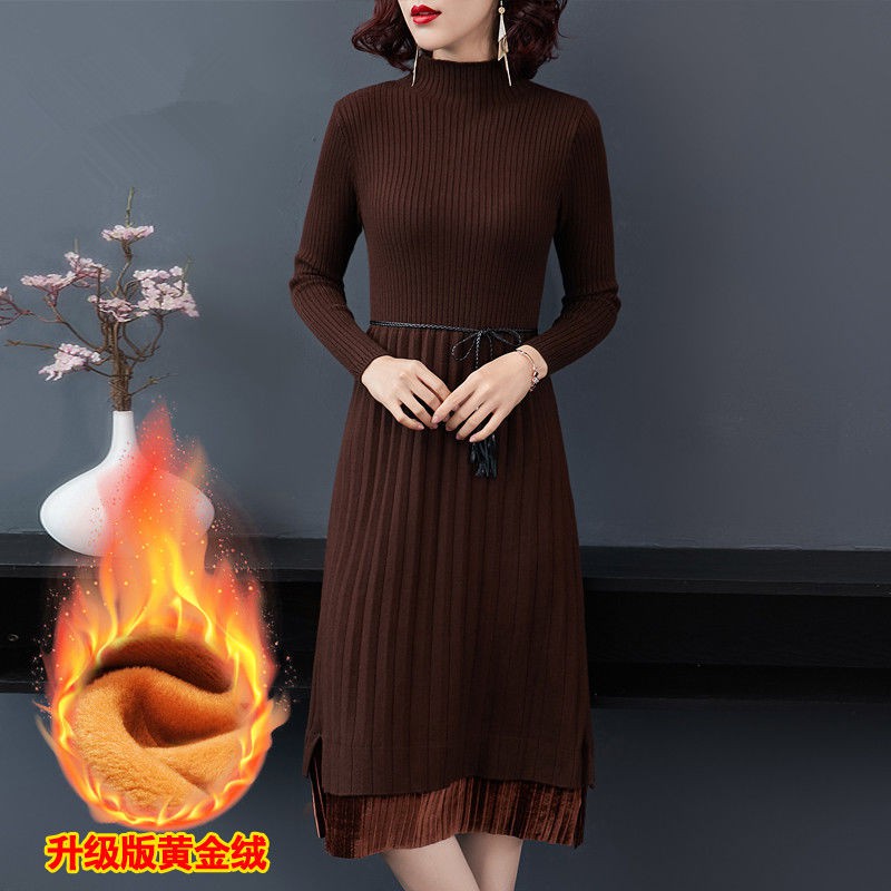 Đầm Sweater Nhung Dáng Dài Cổ Lọ Xinh Xắn Dành Cho Nữ | BigBuy360 - bigbuy360.vn