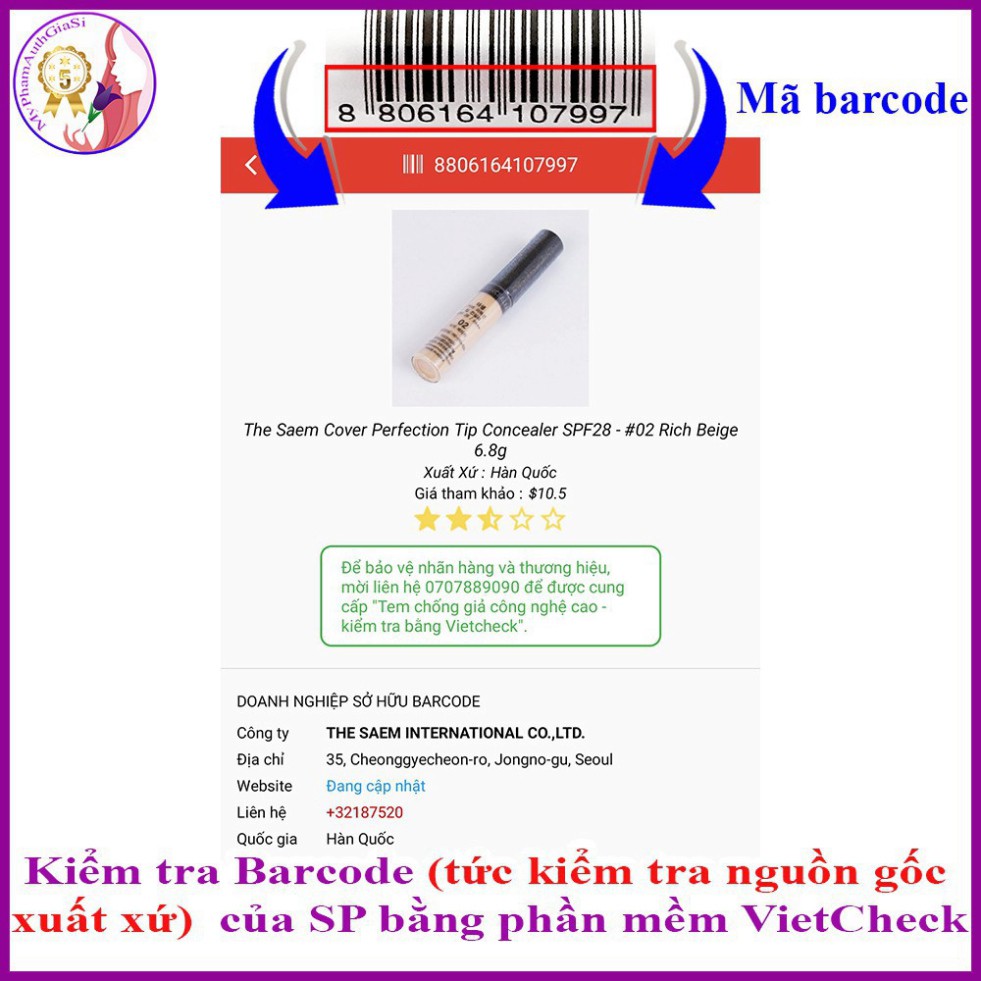 D345 GDT KEM CHE thiếu sót THE SAEM COVER PERFECTION TIP CONCEALER 20 D345