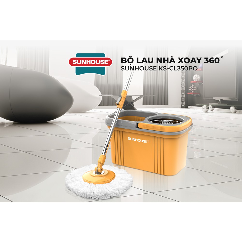 [Mã LIFEHL25 giảm 10% đơn350K] Bộ lau nhà xoay 360 độ SUNHOUSE KS-CL350PO