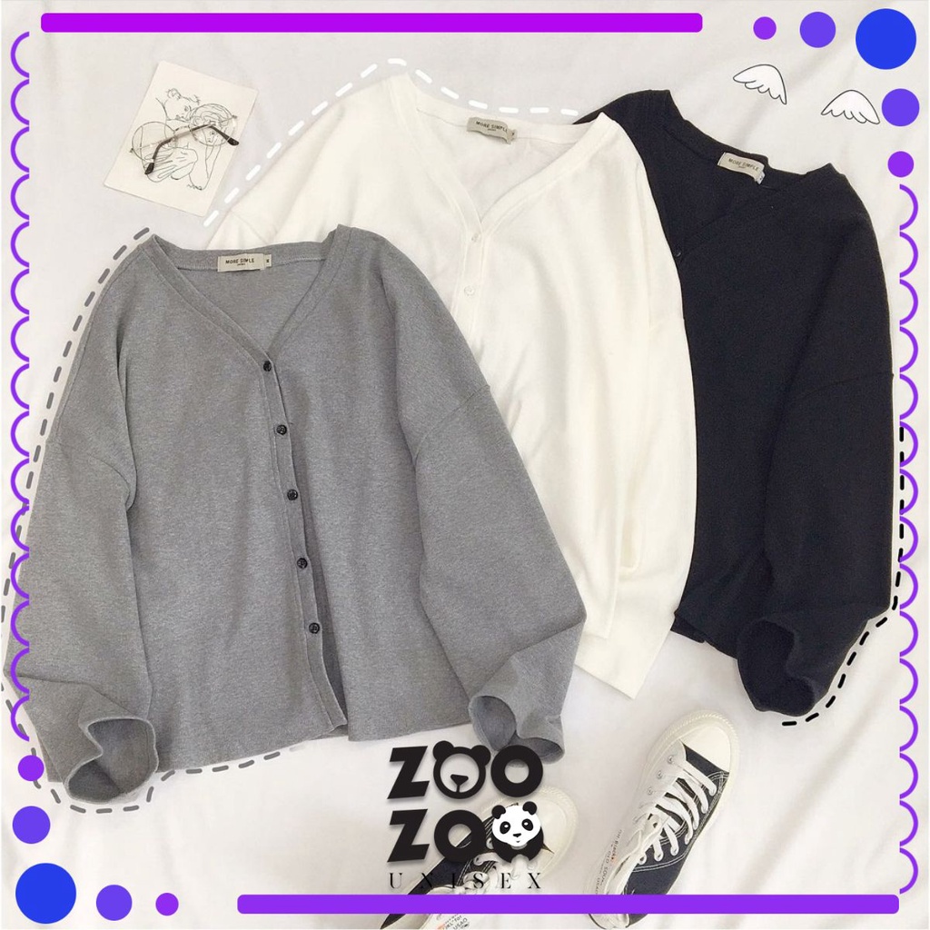 Áo Khoác Nỉ Cardigan Hàn Trơn Form Rộng Ulzzang (Ảnh thật)