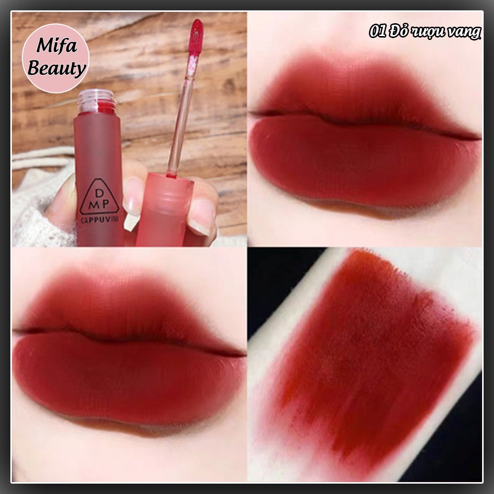 Son kem lì cappuvini, son nội địa trung vỏ đỏ 6 màu hot trend CP28