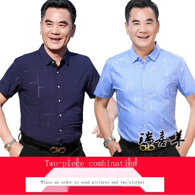 Áo Sơ Mi Ngắn Tay Thời Trang Mùa Hè Dành Cho Đàn Ông Trung Niên 40-50 Tuổi
