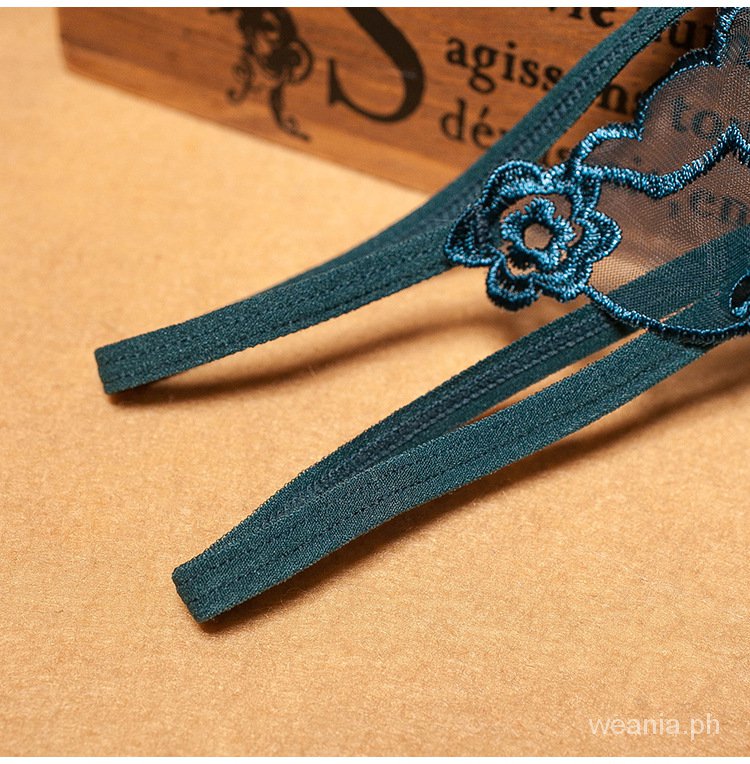 DUNEA Quần lót lưới trong suốt lưng thấp thêu hoa đính ngọc trai dành cho nữ