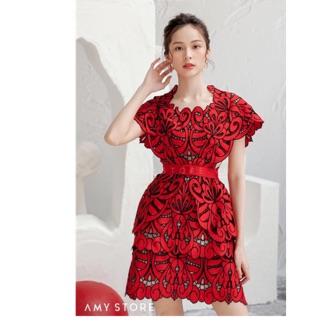 Đầm ren chữ A vai chồm ore