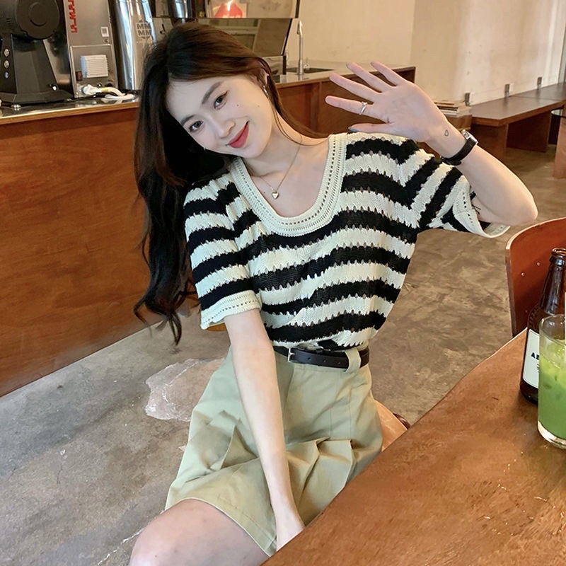 Áo Thun Croptop Nữ Dệt Kim Len Mongtogi Siêu Hot  (AT011）