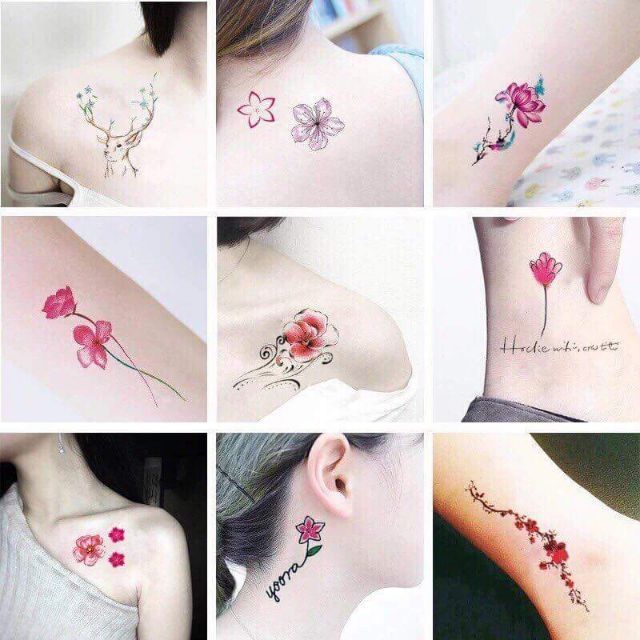 💋 Set 75 hình xăm dán hình hoa siêu đẹp ( 30 tấm )