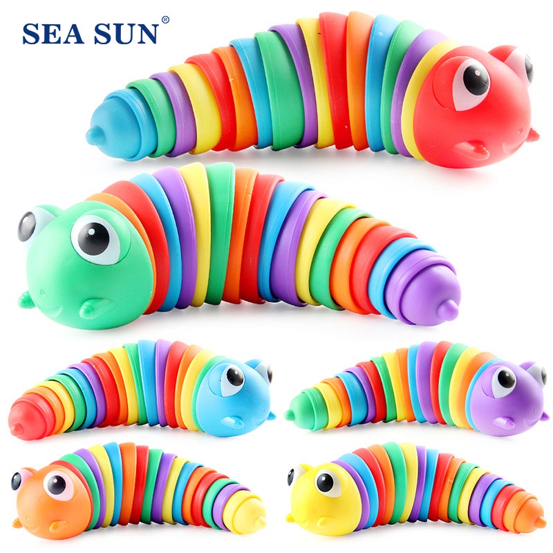 Đồ chơi sâu bướm SEA SUN TOYS lỗ thoát khí ép ngón tay màu cầu vồng