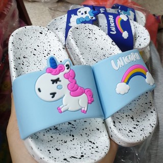 Dép kỳ lân cầu vồng pony unicorn rainbow đế trứng cút cho bé