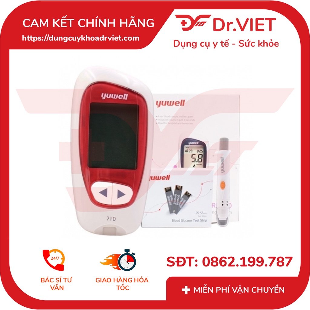 [Chính hãng] Máy đo đường huyết cao Yuwell 710  - dễ dàng kiểm tra đường huyết, cho kết quả nhanh và chính xác