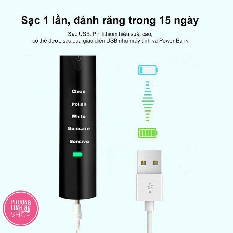 Bàn chải đánh răng điện 5 chế độ cho bé