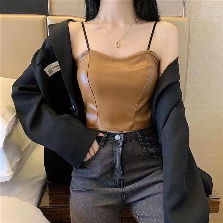 Áo Bra Nữ Chất Da Cá Tính Chun Lưng Thông Hơi Thoáng Khí Hot Trend DA25
