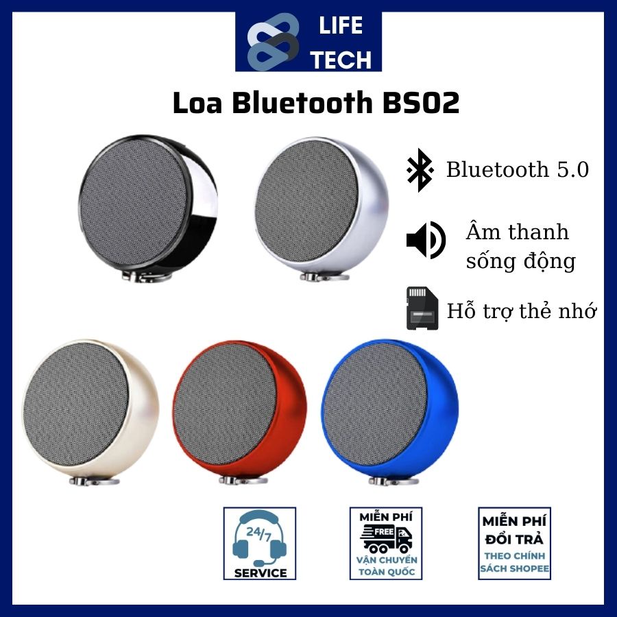 Loa Bluetooth ⚡𝐅𝐑𝐄𝐄𝐒𝐇𝐈𝐏⚡ Mini BS02 Có Móc Treo - Loa Di Động Cầm Tay Vỏ Kim Loại Thời Trang