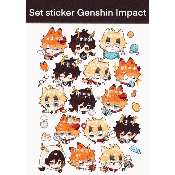 Set nhãn dán sticker nhân vật Genshin Impact.