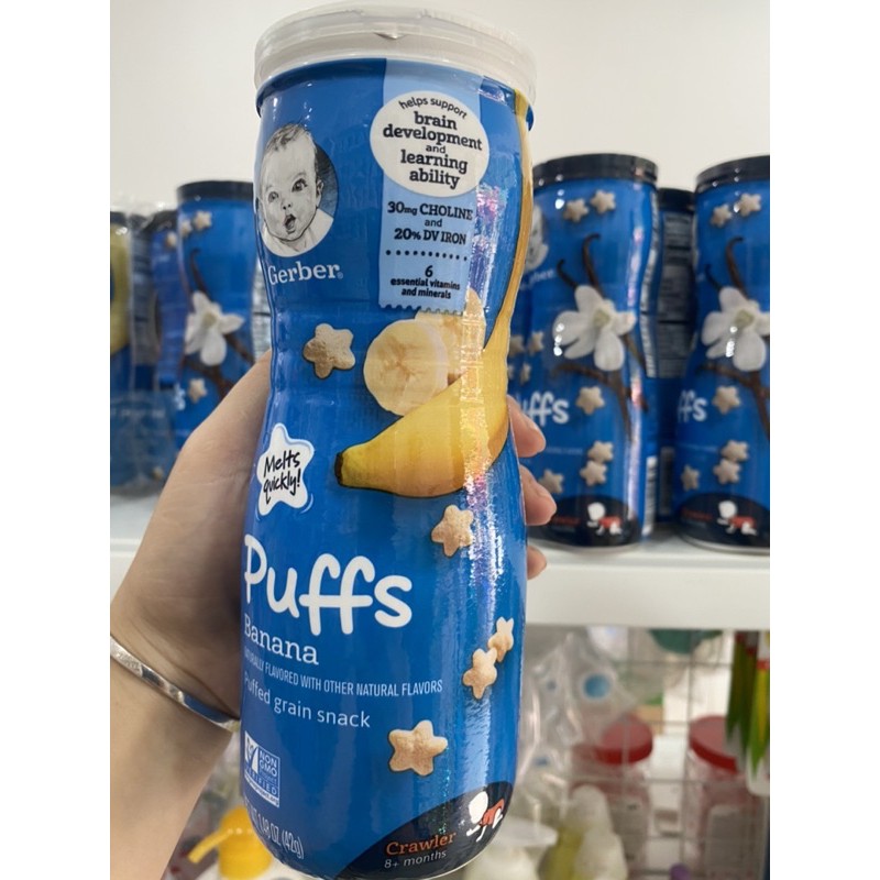 Bánh ăn dặm Gerber puffs 42g. Hàng USA. hình ngôi sao đủ vị cho bé