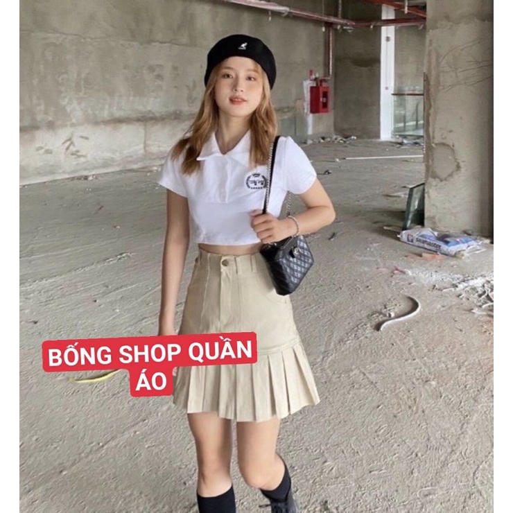 ÁO CROPTOP THÊU LÔ GÔ CHỮ NHẬT