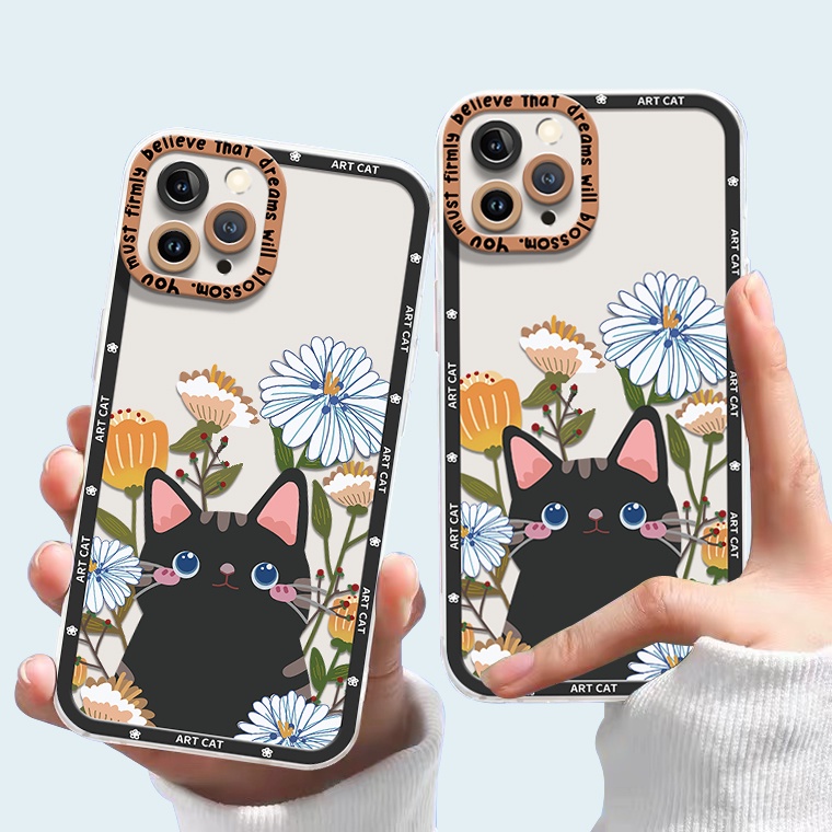 Ốp Điện Thoại Silicon TPU Mềm Trong Suốt Chống Sốc In Hình Mèo Dễ Thương Cho IPhone 14 13 12 11 Pro XS Max X XR 8 7 6 6S Plus