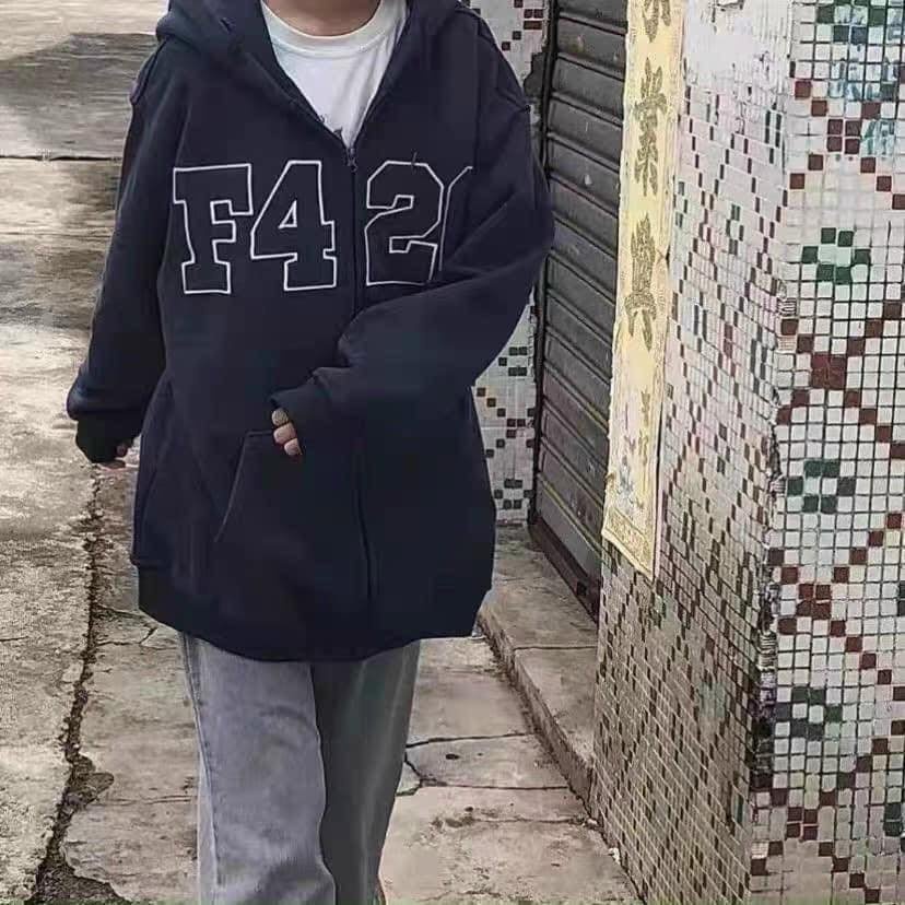 Áo Khoác F426 Nữ - Hoodie nỉ oversize tay bồng họa tiết nổi bật, cá tính, thiết kế đơn giản