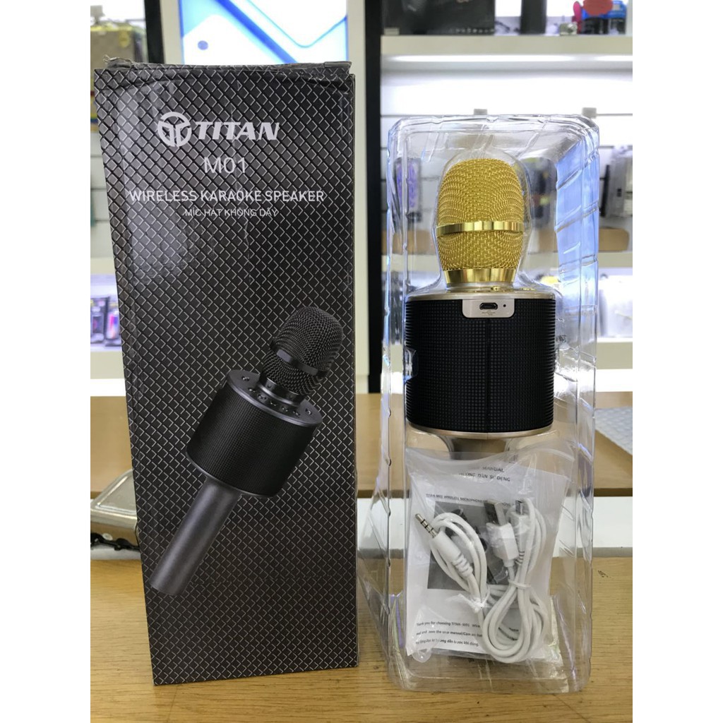 Mic Hát Karaoke Đôi Kết Nối Bluetooth TITAN - M01