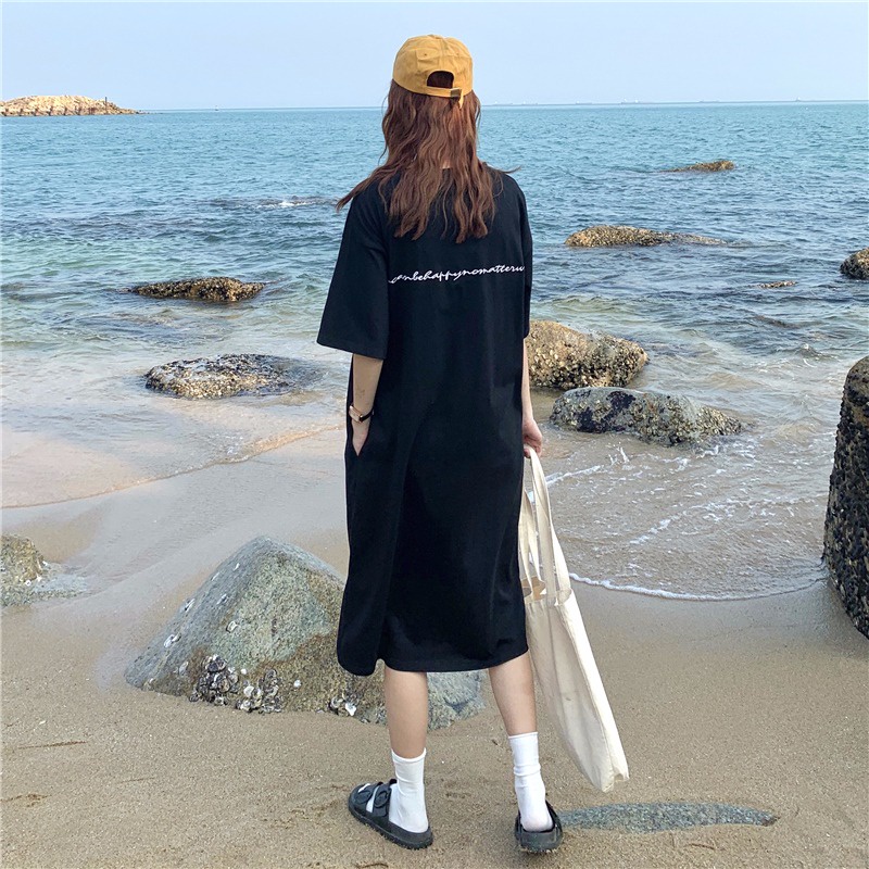 Đầm Thun Cotton Thêu Họa Tiết Thời Trang Hàn Quốc Dành Cho Nữ
