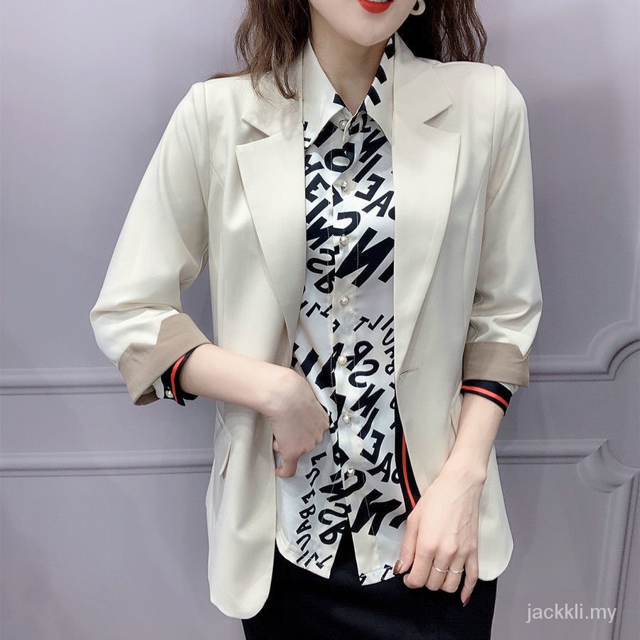 Áo Khoác Vest 2021spring Mỏng Tay 3 / 4 Thời Trang Mùa Hè Phong Cách Phương Tây Mới Cho Nữ