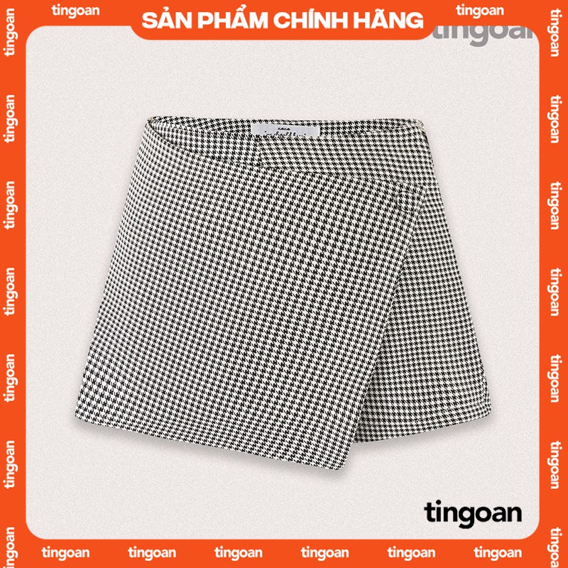 Quần váy cạp cao lệch vạt caro tingoan NICOLE SKORT/CR
