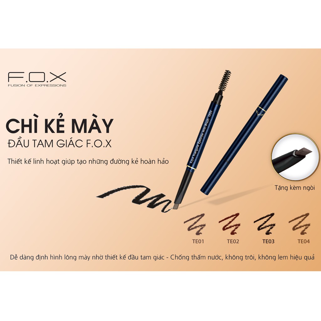 FOX Chì kẻ mày Triangular Eyebrow With Mascara Brush (0.25g*2)