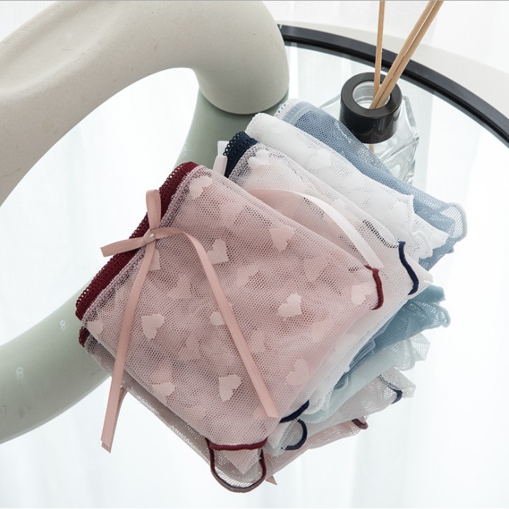 Quần lót nữ ren nơ điệu đà, Quần chip cao cấp dễ thương QL42