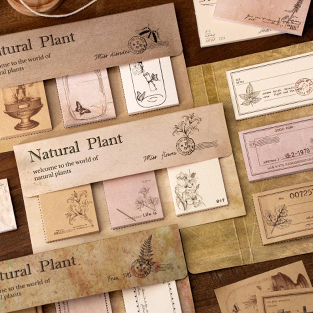 Giấy ghi chú MMULCK họa tiết thực vật thiên nhiên phong cách vintage